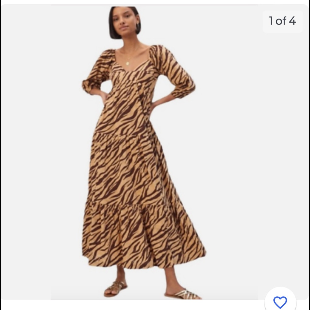 Anthropologie Brown & Tan zebra print dress